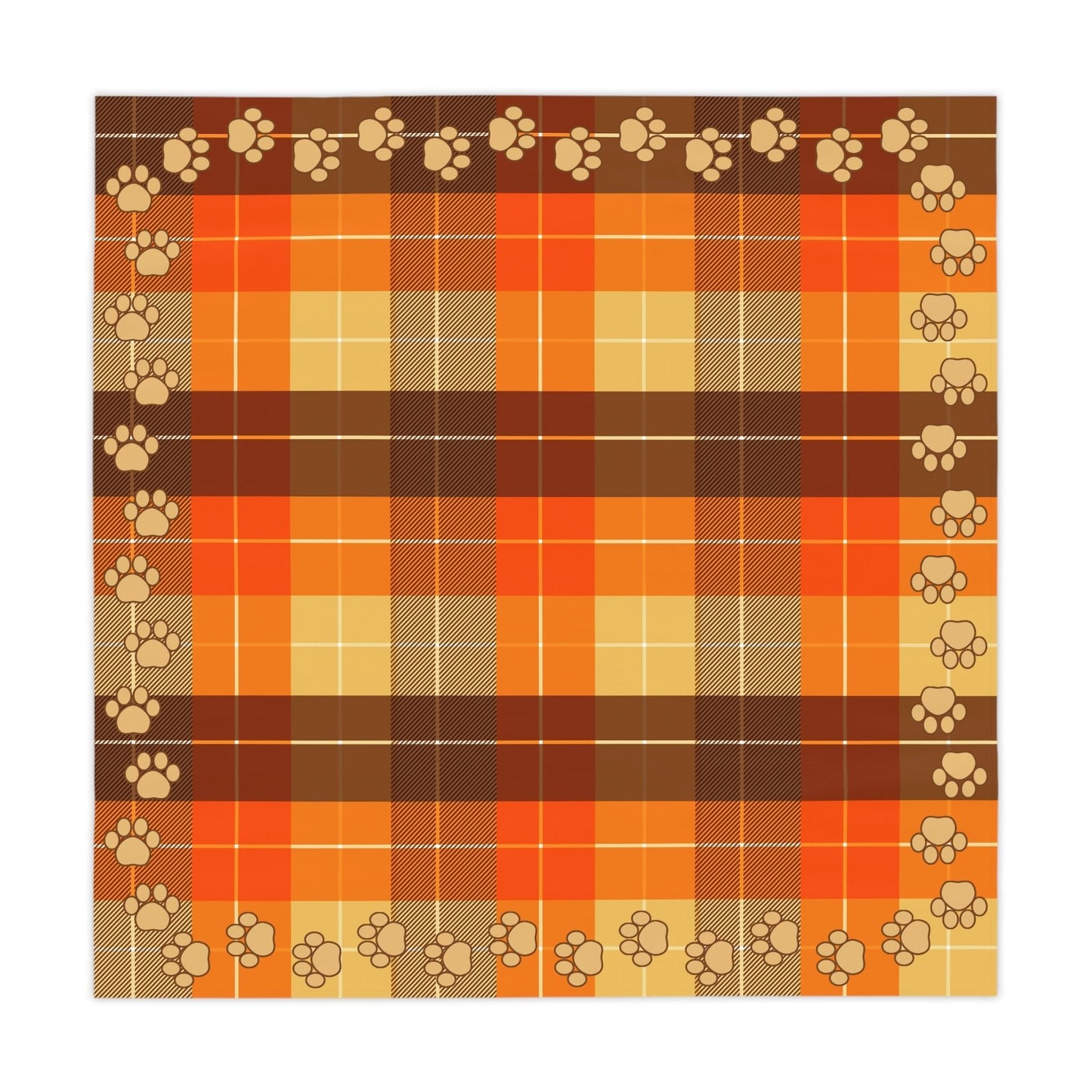 Mantel de cuadros de otoño con huellas de patas