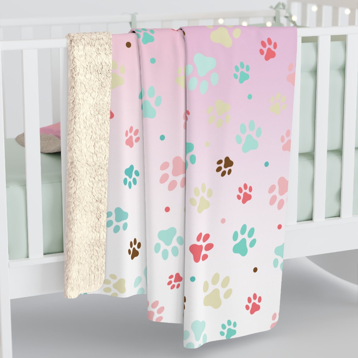 Cozy Paw Print Sherpa Fleece Blanket for Pet Lovers