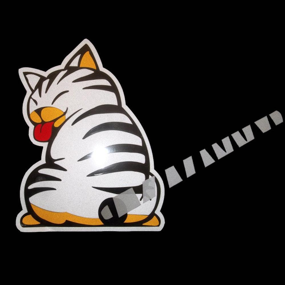 Creative Cat Moving Tail Car Decal - Fun 3D Sticker