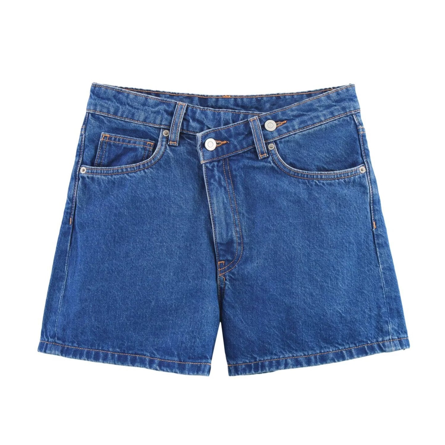 Shorts en denim droit taille croisée pour femmes