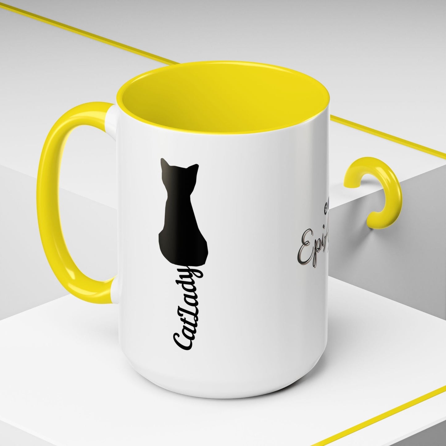 Taza de café Cursive Tail Cat Lady