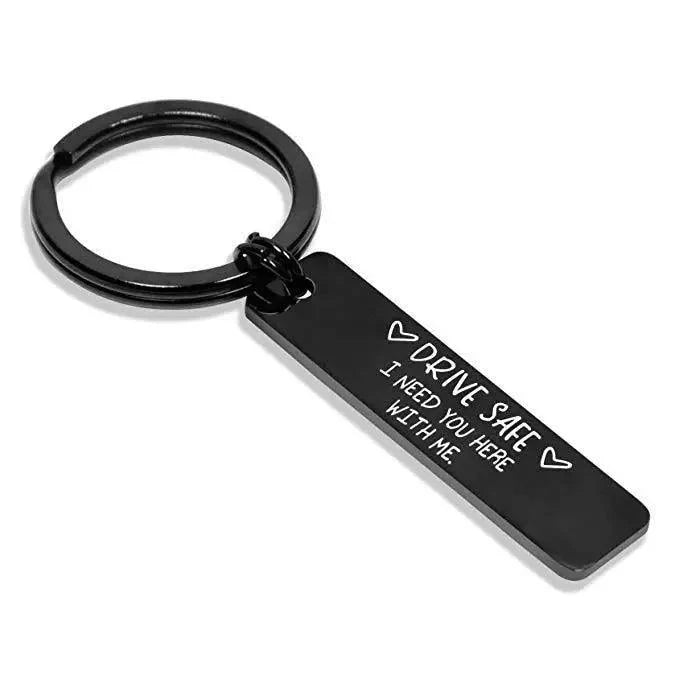 Elegant Black Stainless Steel Drive Safe Keychain Gift