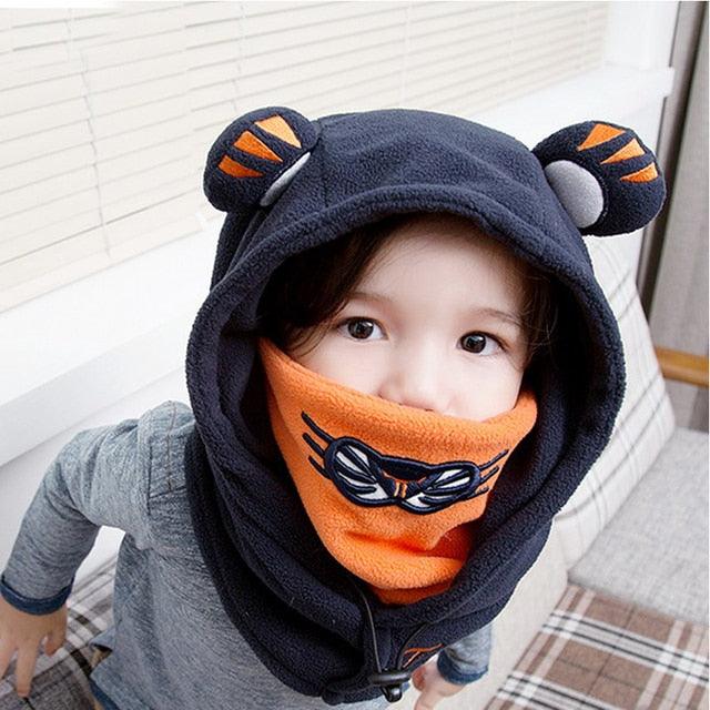Balaclava de Invierno con Oso de Caricatura para Niños