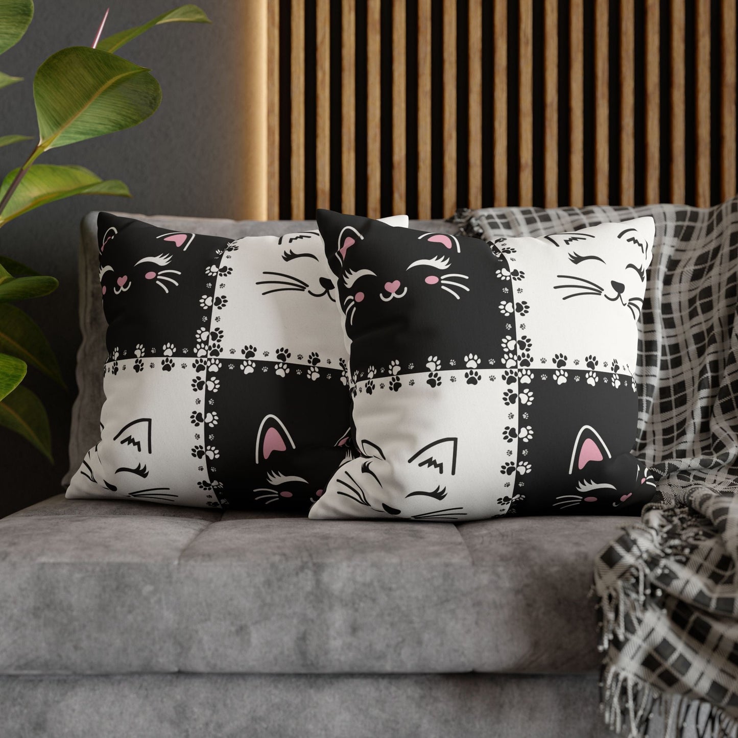 Housse de coussin en faux suède de chat mignon - Parfaite pour les amoureux des chats