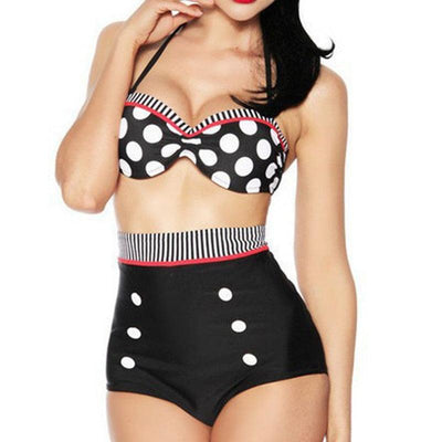 Vintage High Waist Ruffle Bikini Set for Women