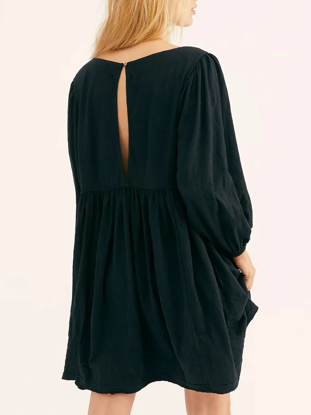 Cutout Textured Long Sleeve Mini Dress - Korvel
