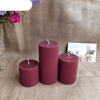 Cylindrical Striped Aromatherapy Pillar Candle