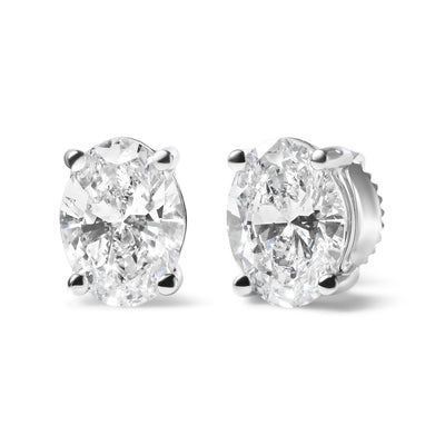 14K White Gold Oval Lab Grown Diamond Stud Earrings