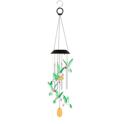 Solar Hummingbird Wind Chime - Color Changing Outdoor Decor