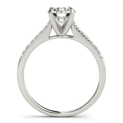 Anillo de Compromiso de Diamantes con Diseño Escallopado en Oro Blanco de 14k