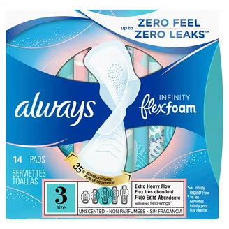 Always Radiant Infinity Pads with Wings - 12 Packs of 14
