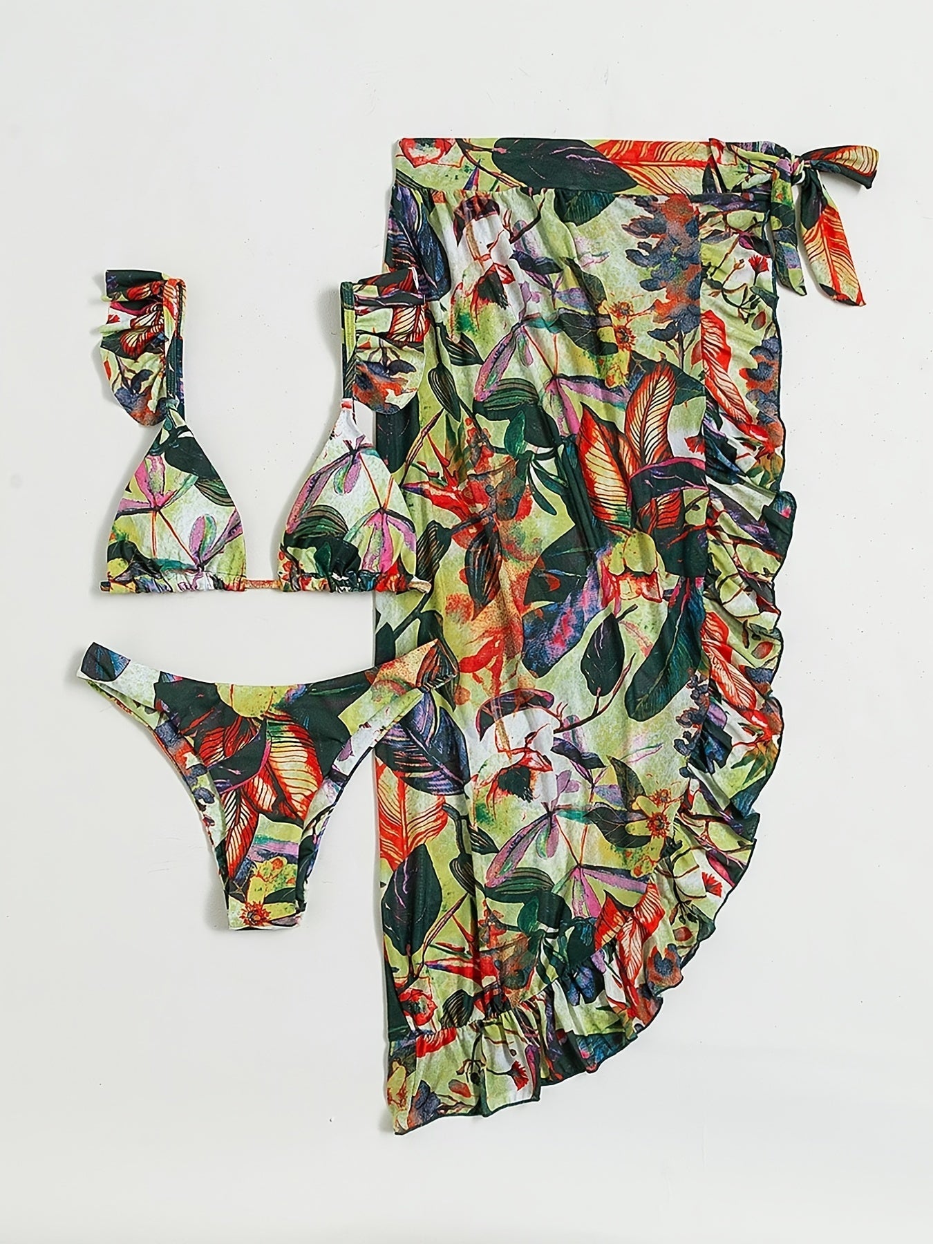 Bloom Breeze 3-Piece Bikini Set – Elegant Floral Swimwear