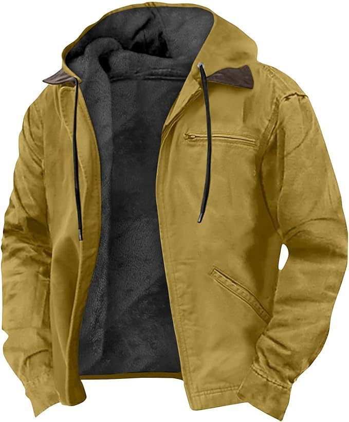 Veste à capuche zippée en coton rembourré pour hommes