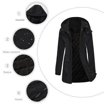 Parka acolchada de forro polar impermeable premium para mujeres