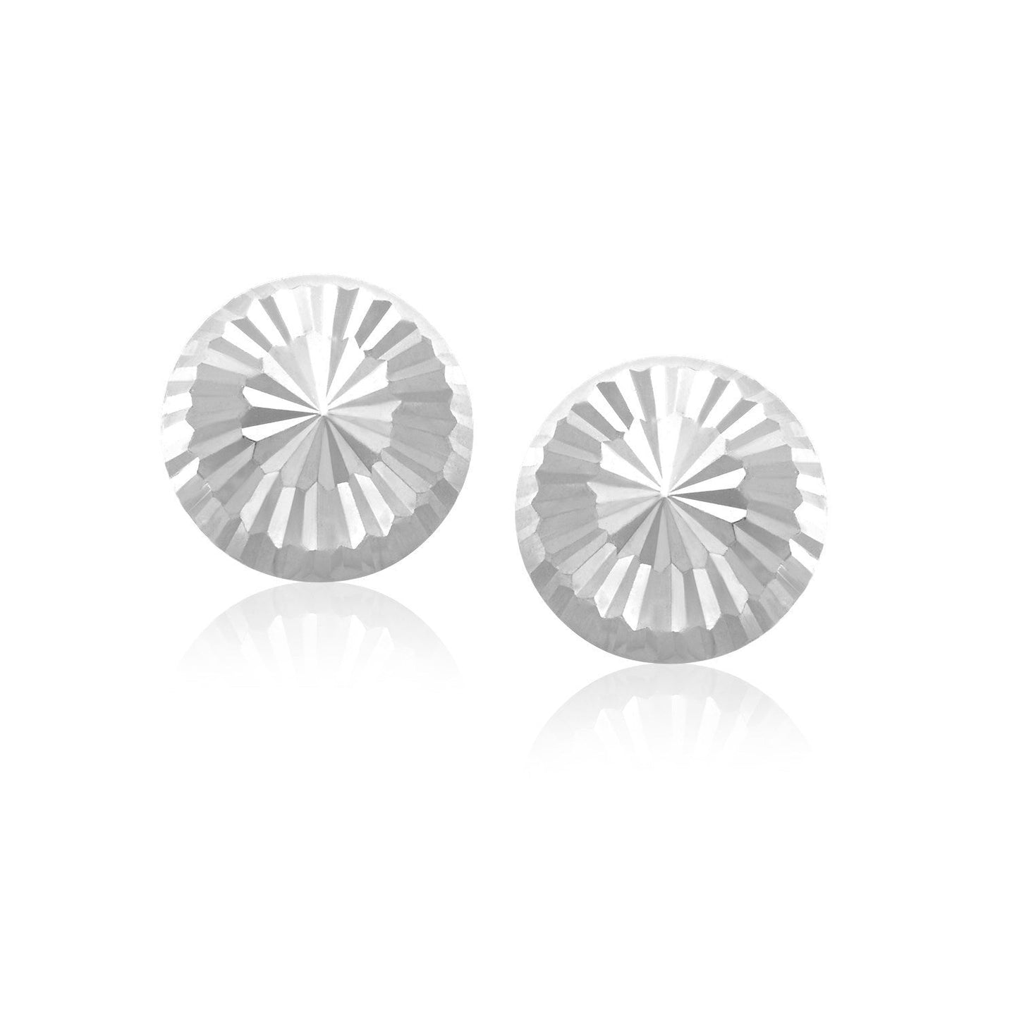 Boucles d'oreilles en or blanc 14 carats à design plat et taille diamant