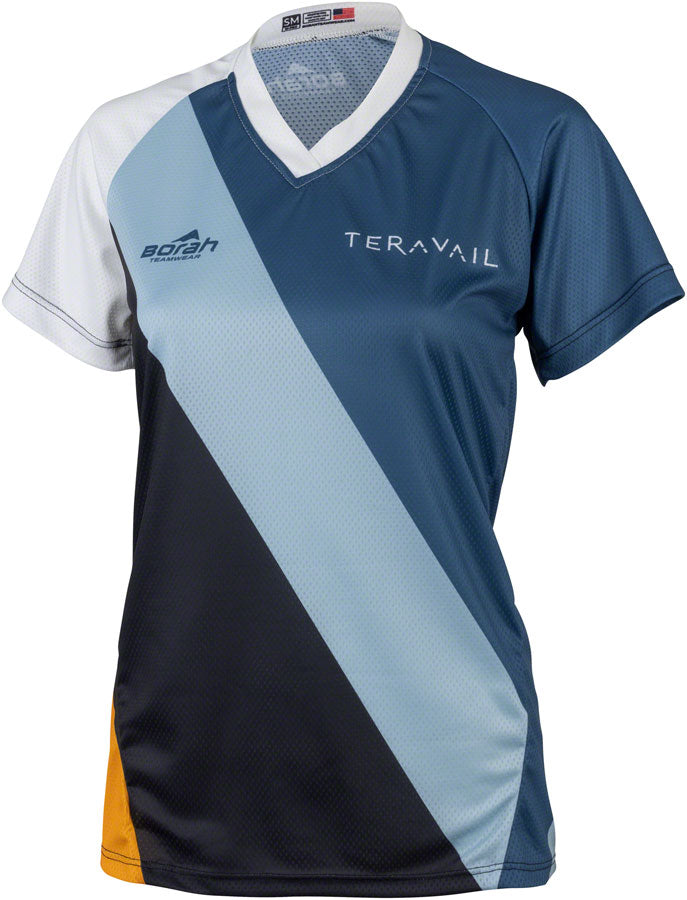 Jersey MTB Teravail Waypoint para Mujeres - Blanco Azul Claro Negro Dorado Grande