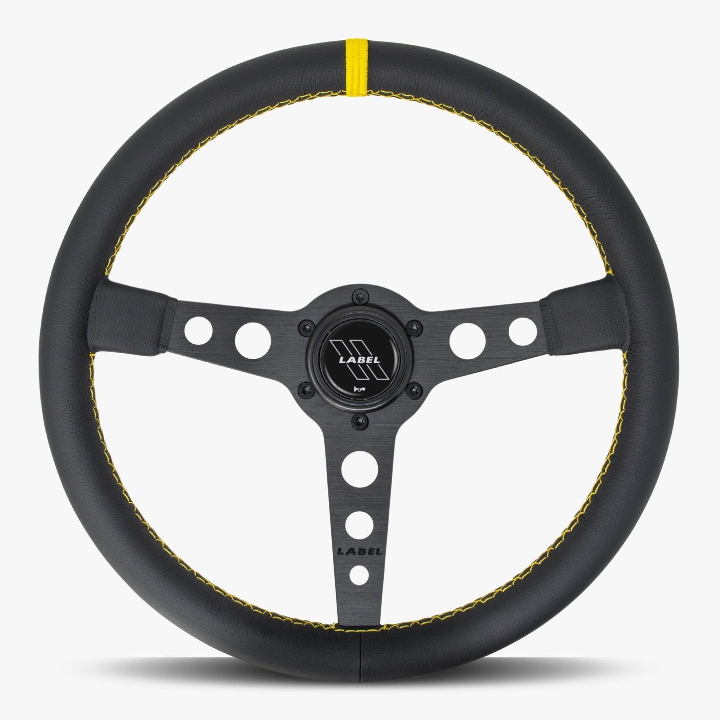 El Volante Daytona | Cuero Negro y Costura Amarilla