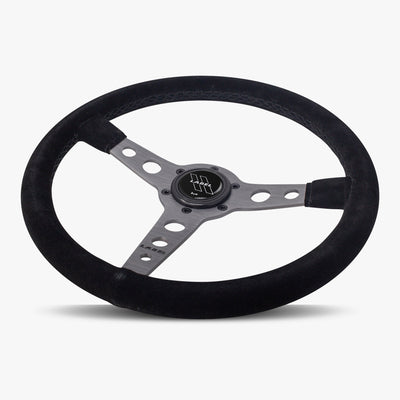 The Daytona Steering Wheel | Black Alcantara Suede & Graphite Spoke