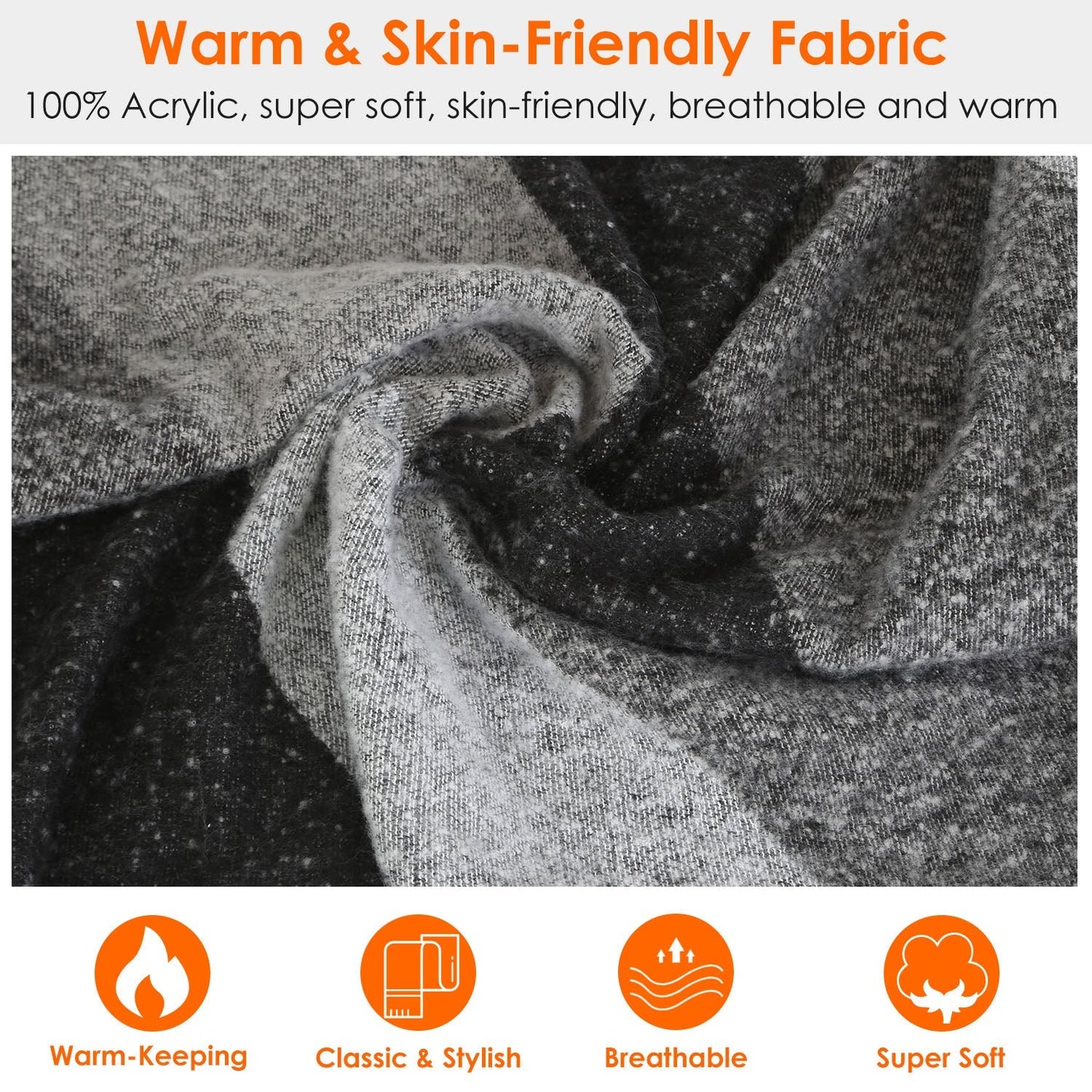 Women Winter Warm Scarf - Extra Thick Soft Knitted Shawl