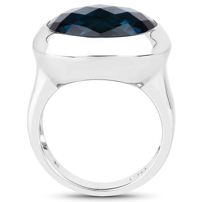 10.25 Carat London Blue Topaz Sterling Silver Ring