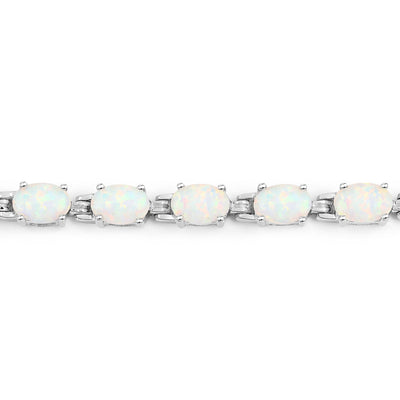3.50 Carat Created Opal Sterling Silver Bracelet