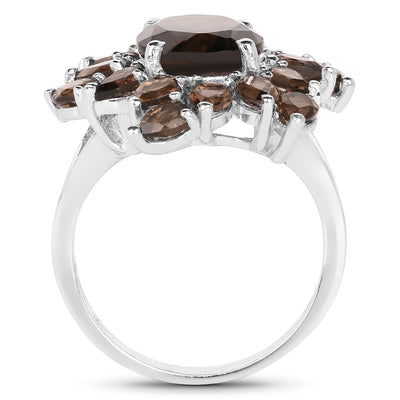 5.69 Carat Genuine Smoky Quartz Sterling Silver Ring