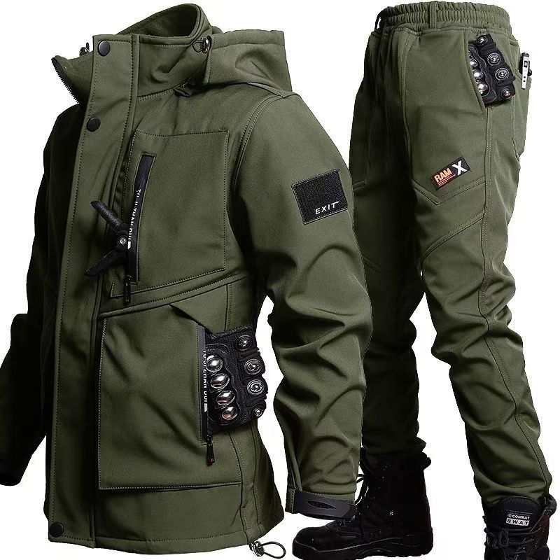 Men's Waterproof Cold-Resistant Shell Jacket and Trousers Suit