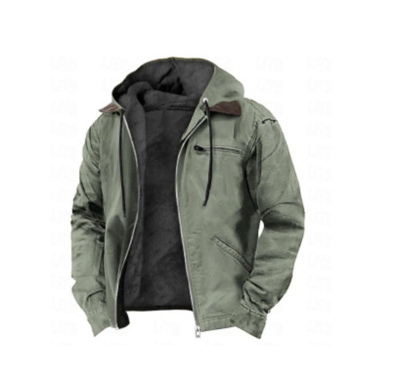 Multi-Color Digital Printing Hooded Jacket with Brown Lining