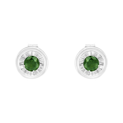Pendientes de Stud con Diamantes Verdes Miracle-Set de Plata Esterlina .925