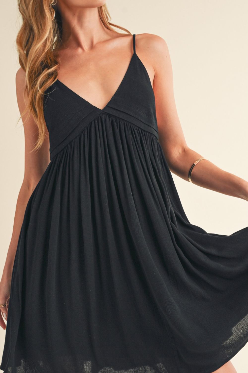 Robe Mini Cami à Décolleté Plongeant Froncée pour Femmes
