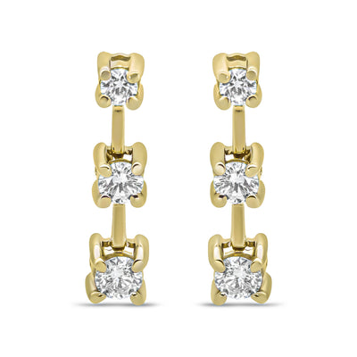 Pendientes colgantes de diamantes redondos de 1/2 Cttw en oro amarillo de 14K