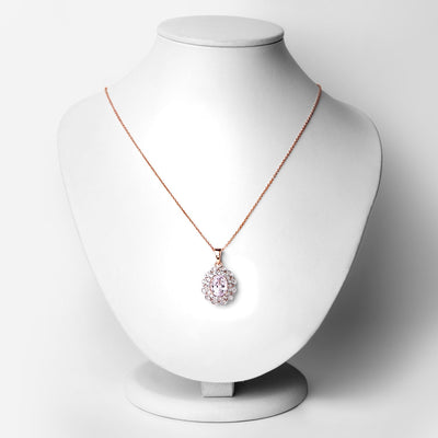 4.26 Carat Genuine Kunzite and White Topaz Pendant in Sterling Silver