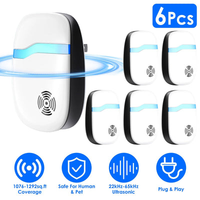 6-Pack Ultrasonic Pest Repellers for Home & Office