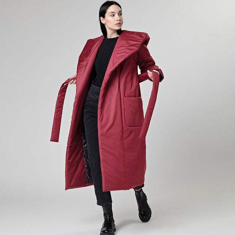 Premium Hooded Long Cotton Padded Overcoat for Women