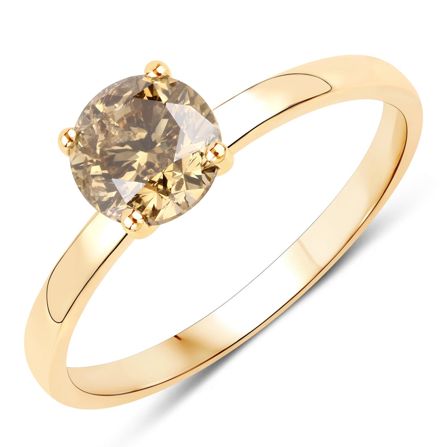 Bague de fiançailles en or jaune 14K avec diamant véritable LB de 1,01 carat
