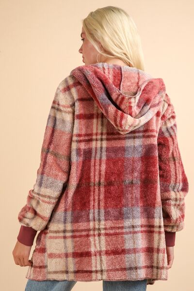 Trendy Hooded Plaid Jacket - Cozy & Colorful Outerwear for Chilly Days - Korvel