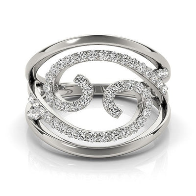 Swirl Design Diamond Ring in 14k White Gold