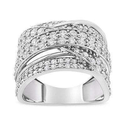 .925 Sterling Silver 2.00 Cttw Round-Cut Diamond Bypass Ring - Size 7