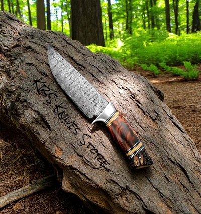 Premium Hunting Knife – 11" Handcrafted Damascus Blade with Elegant Rosewood & Antler Handle - Korvel