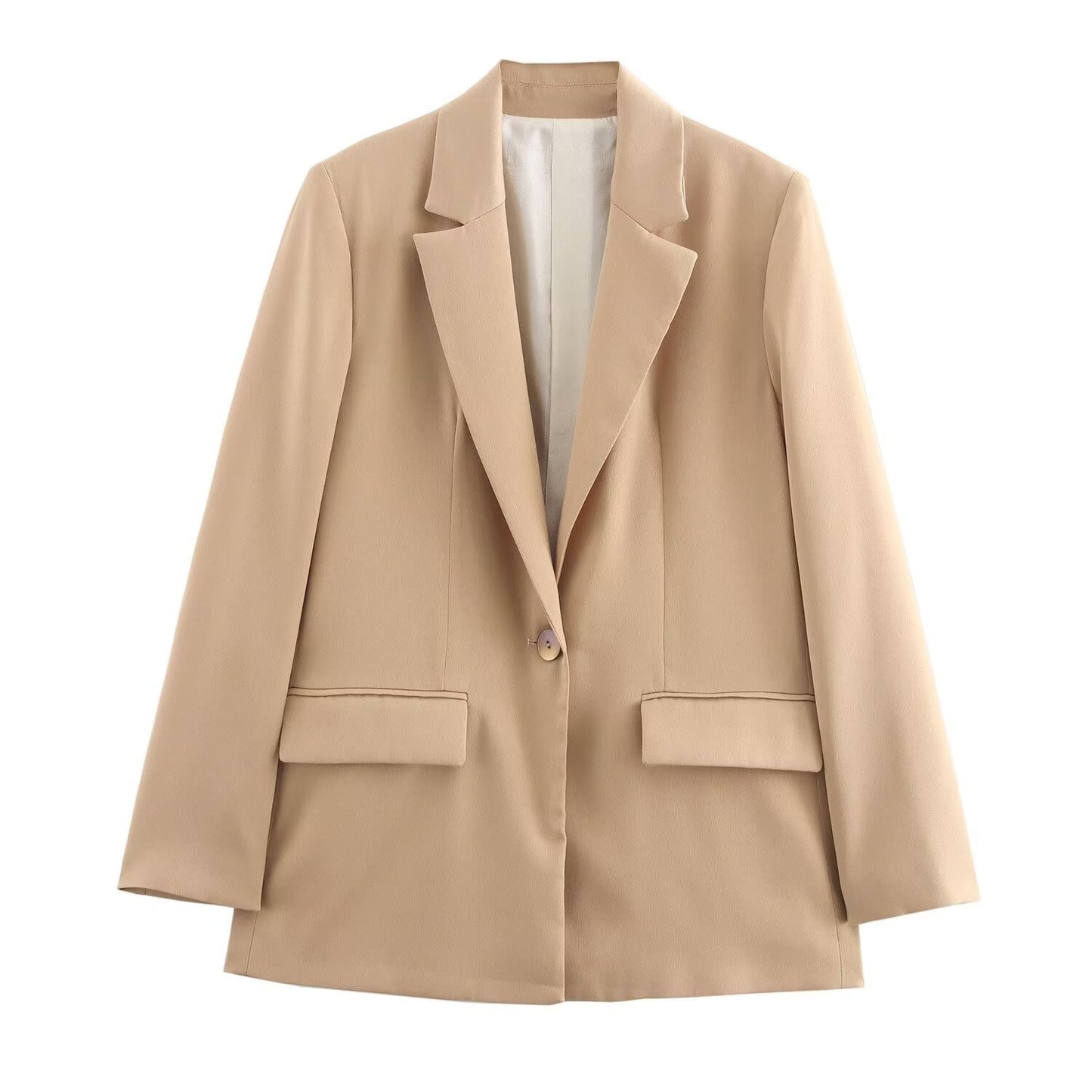 Elegant Long-Sleeve Blazer in Silk-Like Satin Fabric