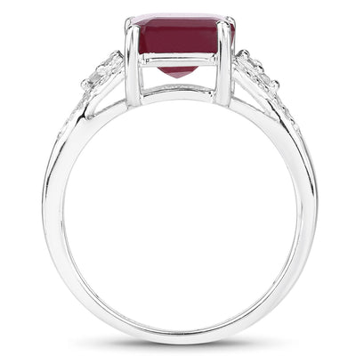 4.49 Carat Ruby and White Topaz Sterling Silver Engagement Ring