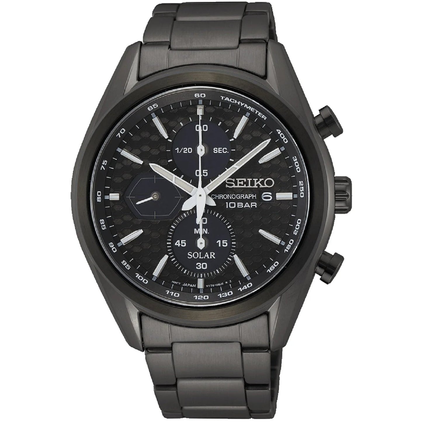 Montre solaire Seiko pour homme - Acier inoxydable premium