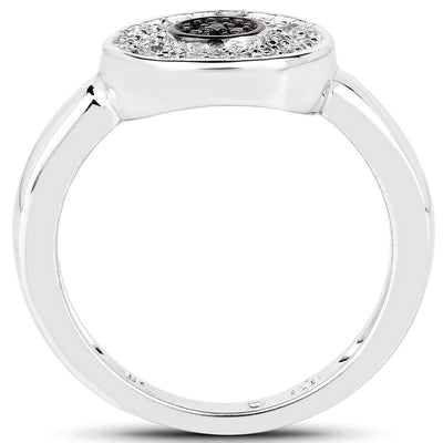 0.20 Carat Genuine Black and White Diamond Sterling Silver Ring