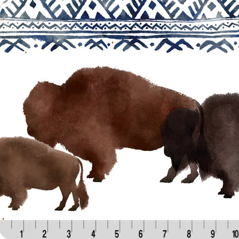 Tela Digital Cuddle Woodland Big Sky Bison - 58"/60" por yarda
