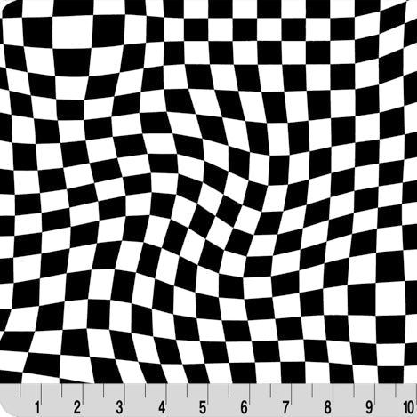 Digital Cuddle Black Checkmate Fabric - 58" to 60" per Yard