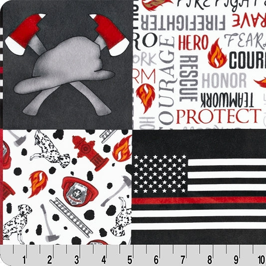 Digital Cuddle Scarlet Firefighter Fabric - 58"/60" per Yard