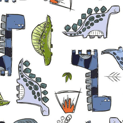 Digital Cuddle Snow Jurassic Fabric - 58" to 60" per Yard