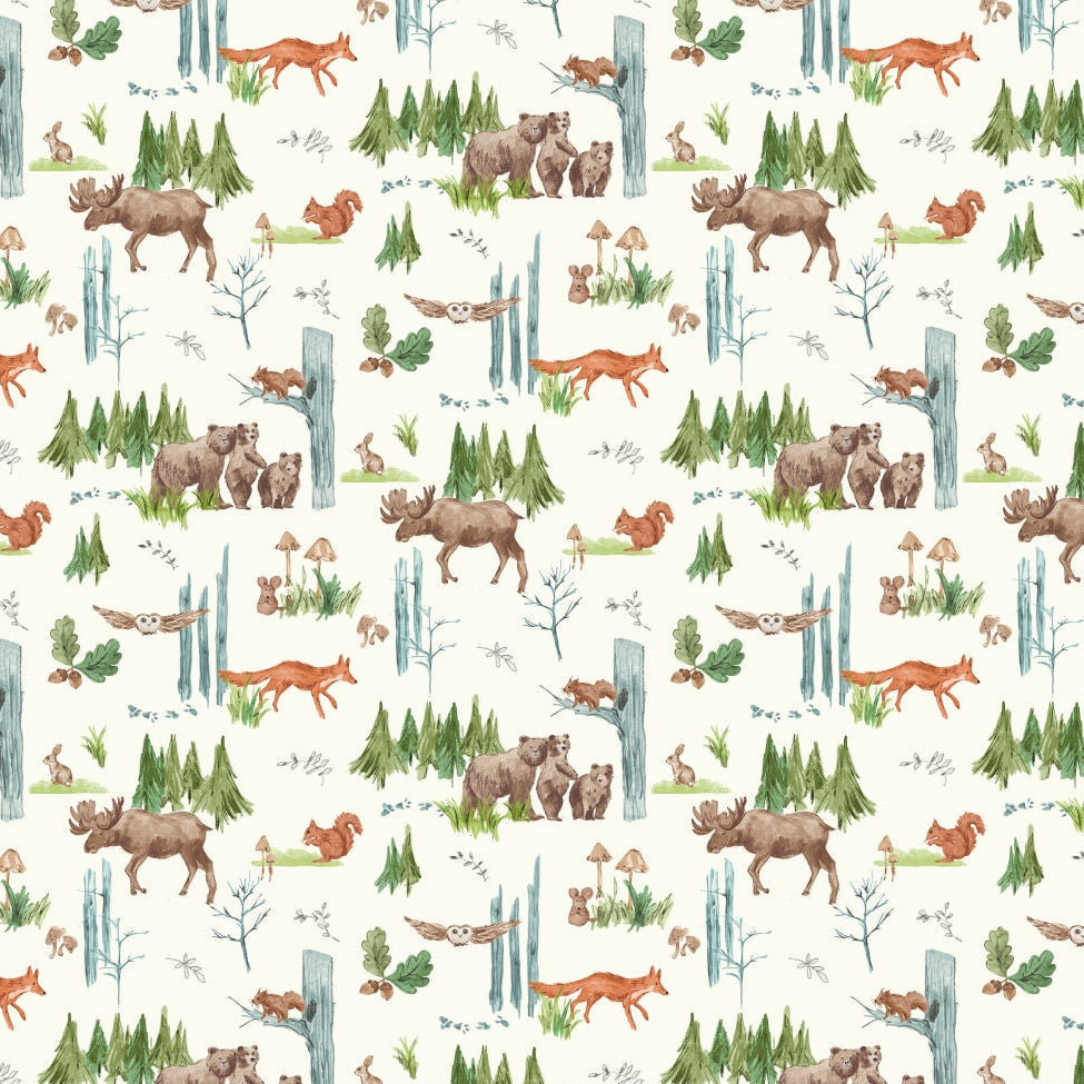 Digital Cuddle Natural Lil Pine Pals Fabric - 58"/60" per Yard