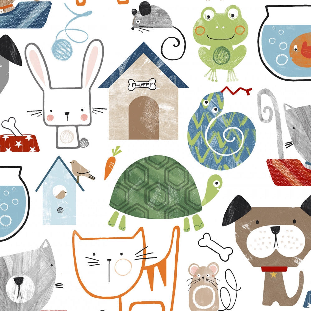 Tissu Digital Cuddle Multi Pet Shop - 58" à 60" par yard