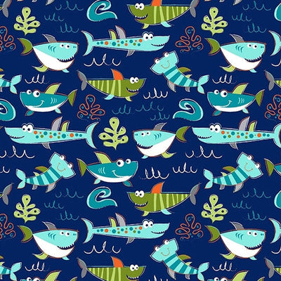 Digital Cuddle Sea Sharkies Fabric - 58" - 60" per Yard